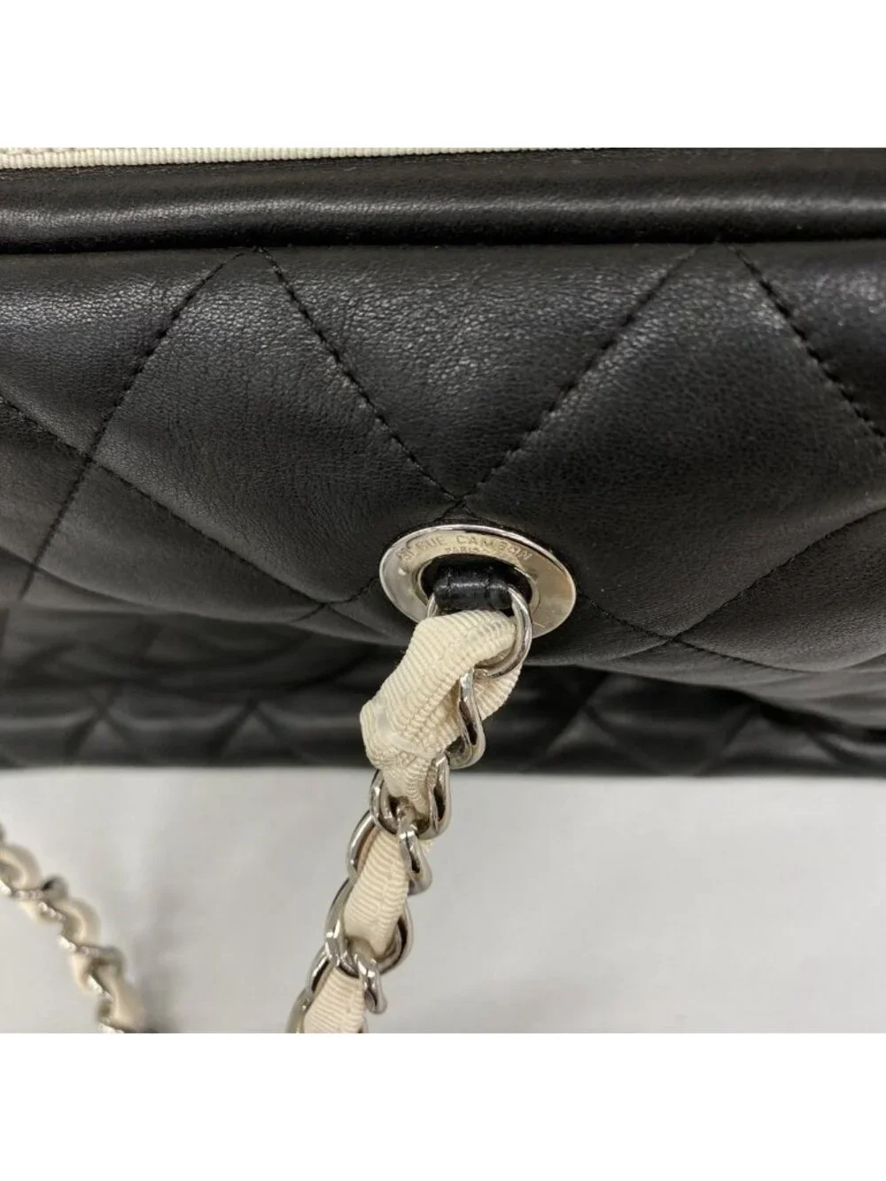 Chanel Chain Tote Quilted Lambskin Black Silver